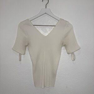 Helmut Lang Ribbed V Neck Ribbed Top